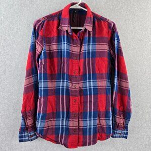 Kuhl Shirt Womens Small Flannel Plaid Red Hiking Outdoor Camp Button Tencel